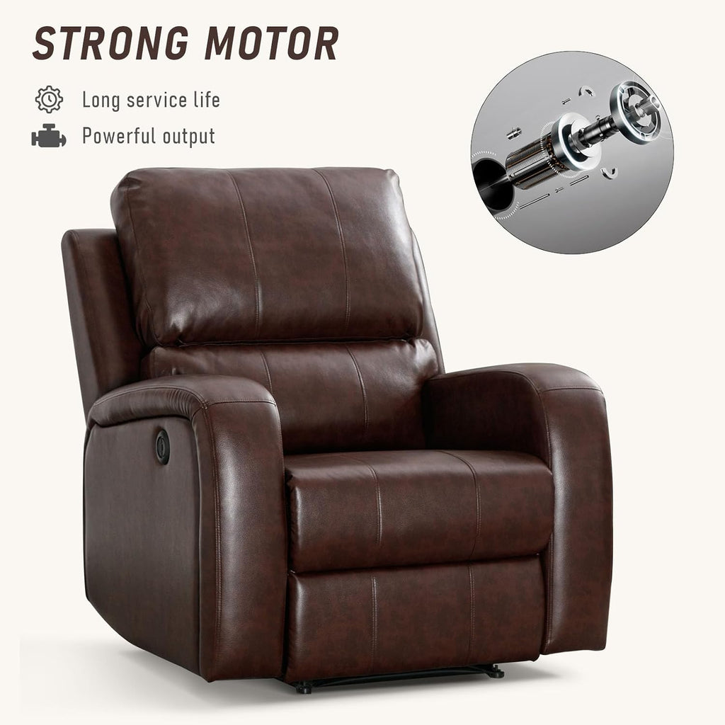 Electric Recliner Chair, Soft PU Leather Power Recliners with Padded Backrest, Single Overstuffed Heavy Duty