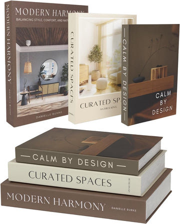 Modern Decorative Books Set of 3, Brown & Cream Faux Books with Storage | Large magnetic fake book boxes to store