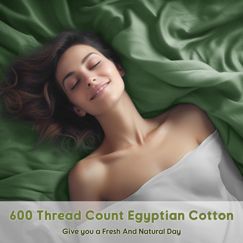 100% Egyptian Cotton Sheets Queen Size, 600 Thread Count