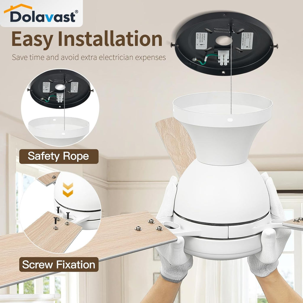 Ceiling Fans with Lights and Remote, 52 Inch Ceiling Fan with Light, Low Profile Reversible Ceiling Fans