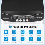 16 lbs Portable Washing Machine, Full-Automatic Laundry Machine with Stainless Steel Drum, 10 Wash Cycles, Compact