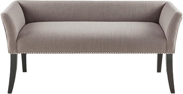 Accent Bench, Upholstered with Nailhead Trim, & Padded Seat Entryway Bench Small, End of Bed Bench with Back, 49.5" W
