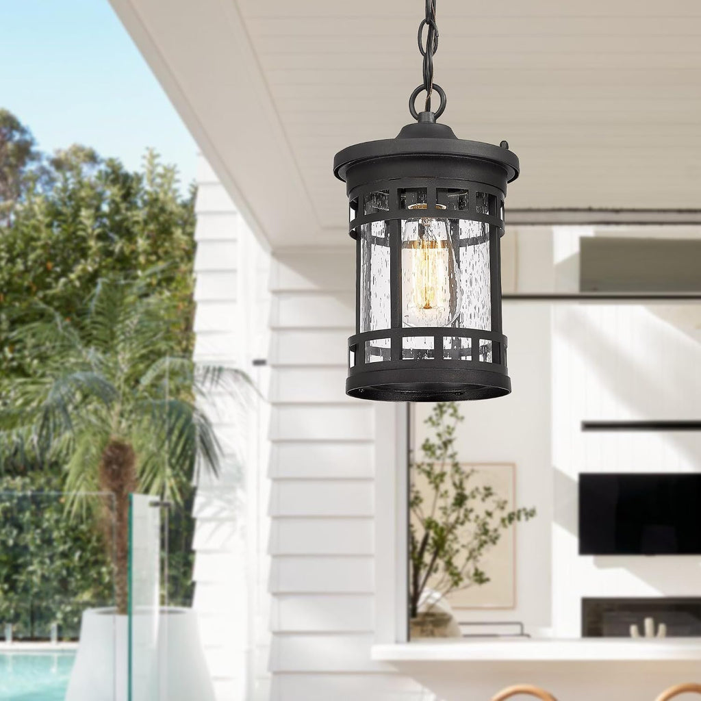 Outdoor Pendant Lantern - Anti-Rust Farmhouse Hanging Light Fixture