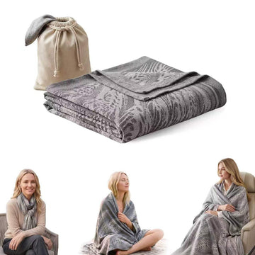 Travel Blanket Airplane - Ultra Soft & Lightweight Knit Design