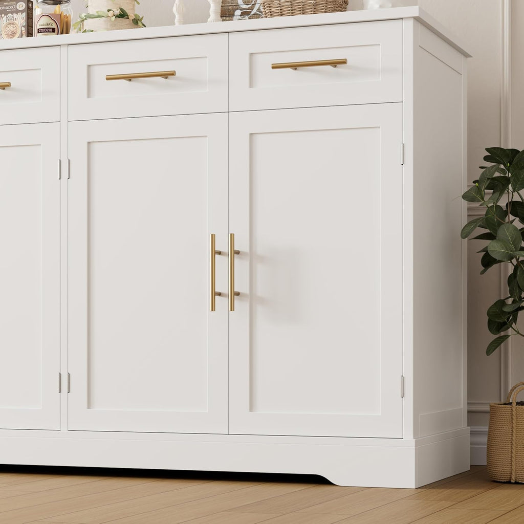 60" Large Buffet Sideboard with Storage, 36" Tall Kitchen Buffet Storage Cabinet with 4 Drawers