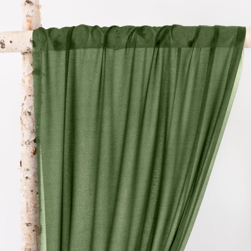 Moss Green Wedding Arch Draping Fabric 2 Panels 29" x 20Ft Sheer Wedding Arch Backdrop Drapes Outdoor Curtains for