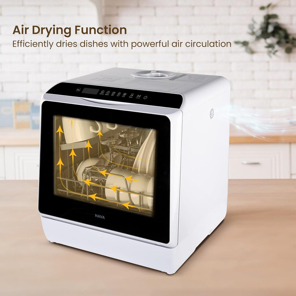 Countertop Dishwasher, 6 Programs Portable Dishwashers with 5L Built-in Water Tank, No Hookup Needed