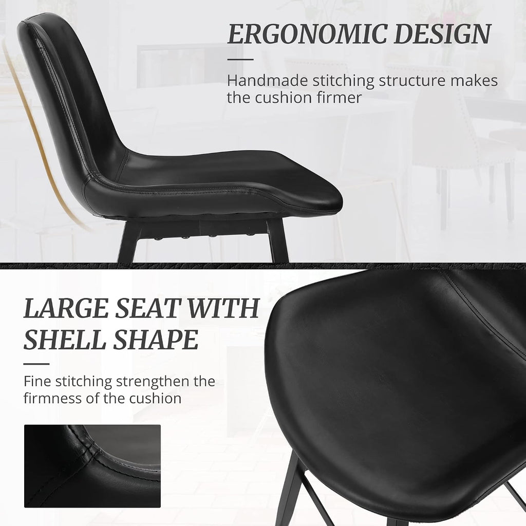 24 inch Counter Stool, Modern Bucket Barstool Set of 3, Barstools with Back and Footrest, Faux Leather Bar Stools