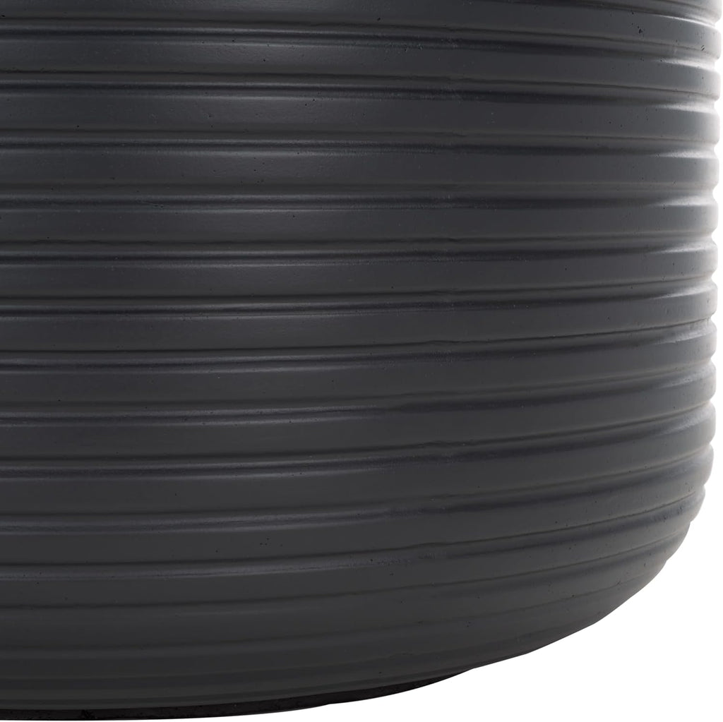 Outdoor - Nardo Black Cement Ficonstone Planter Pot with Drainage Hole, Frost Resistant Garden Planter , Deck