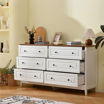 6 Drawer Chest of Drawers Living Room Entryway | Bedroom Furniture Chester, Stylish White Modern Painted Solid Wood
