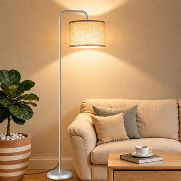 Floor Lamp, ‌Silver‌ Standing Floor Lamp with 3CCT Bulb