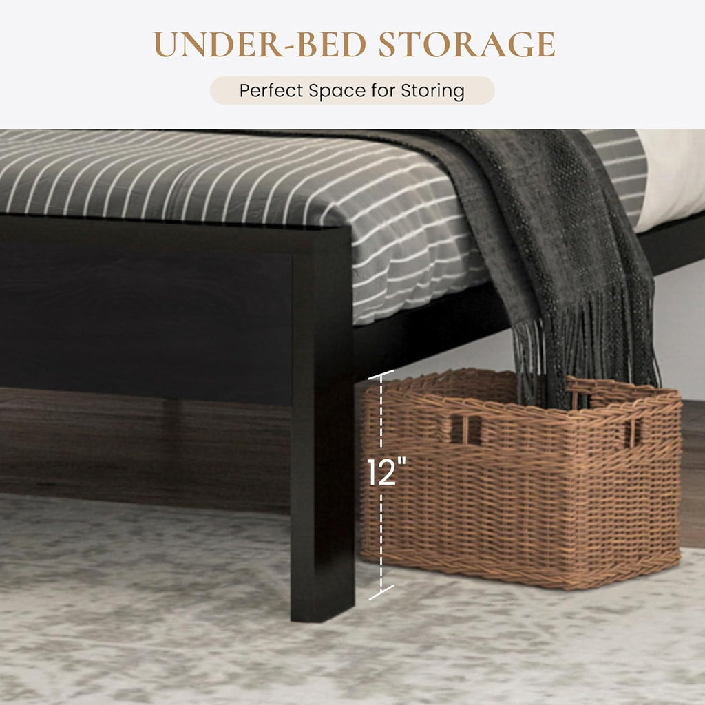 14 Inch King Metal Platform Bed Frame with Wooden Headboard and Footboard, Mattress Foundation, No Box Spring Needed