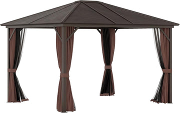 10' x 12' Hardtop Gazebo with Curtains and Netting