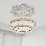 28'' Large PU Ceiling Medallion Combination Decorative 2.36'' ID French Style Chandelier Base Ceiling Medallion for