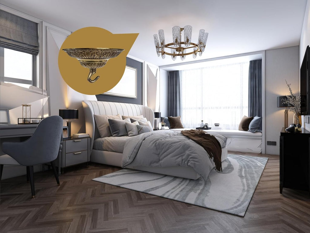 5.71" All Copper Chandelier Canopy Kit with Lamp Parts Hardware and Hooks, Light Fiture Cover as Ceiling Medallion