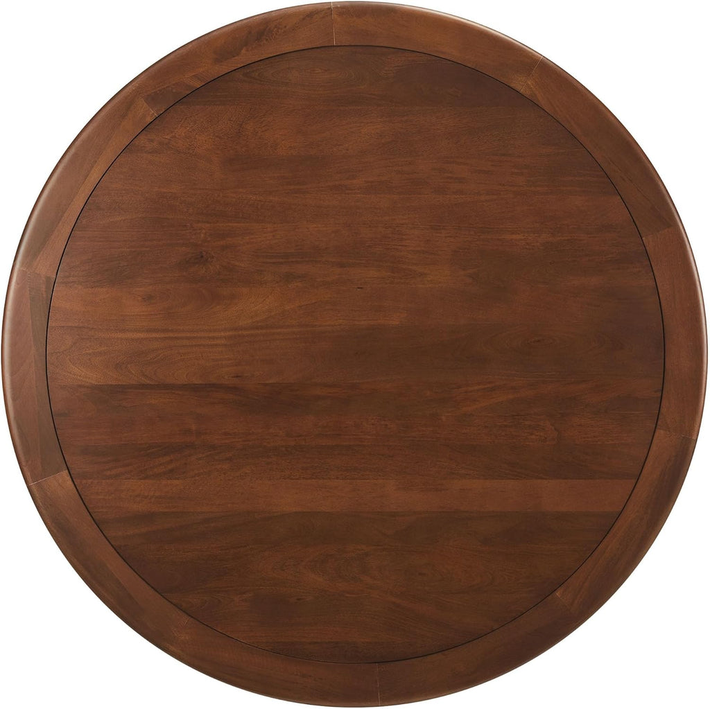 Inspired Saarinen Style Tulip Round Pedestal Dining Table — Brass Base / Walnut Top, 60″ Round