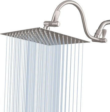 10" Square Rain Shower Head with 14" Extension Arm, Adjustable Angle and Height
