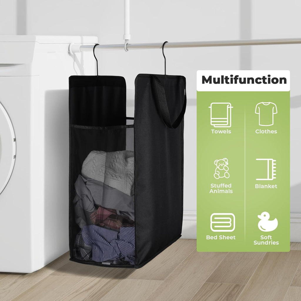 Hanging Laundry Hamper, Hanging Laundry Basket, Slim Laundry Hamper Bag with Handles, Portable Hanging Closet Hamper