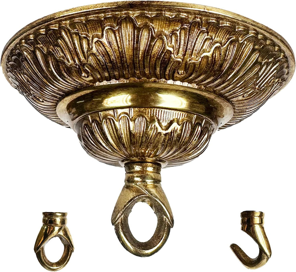 5.71" All Copper Chandelier Canopy Kit with Lamp Parts Hardware and Hooks, Light Fiture Cover as Cei