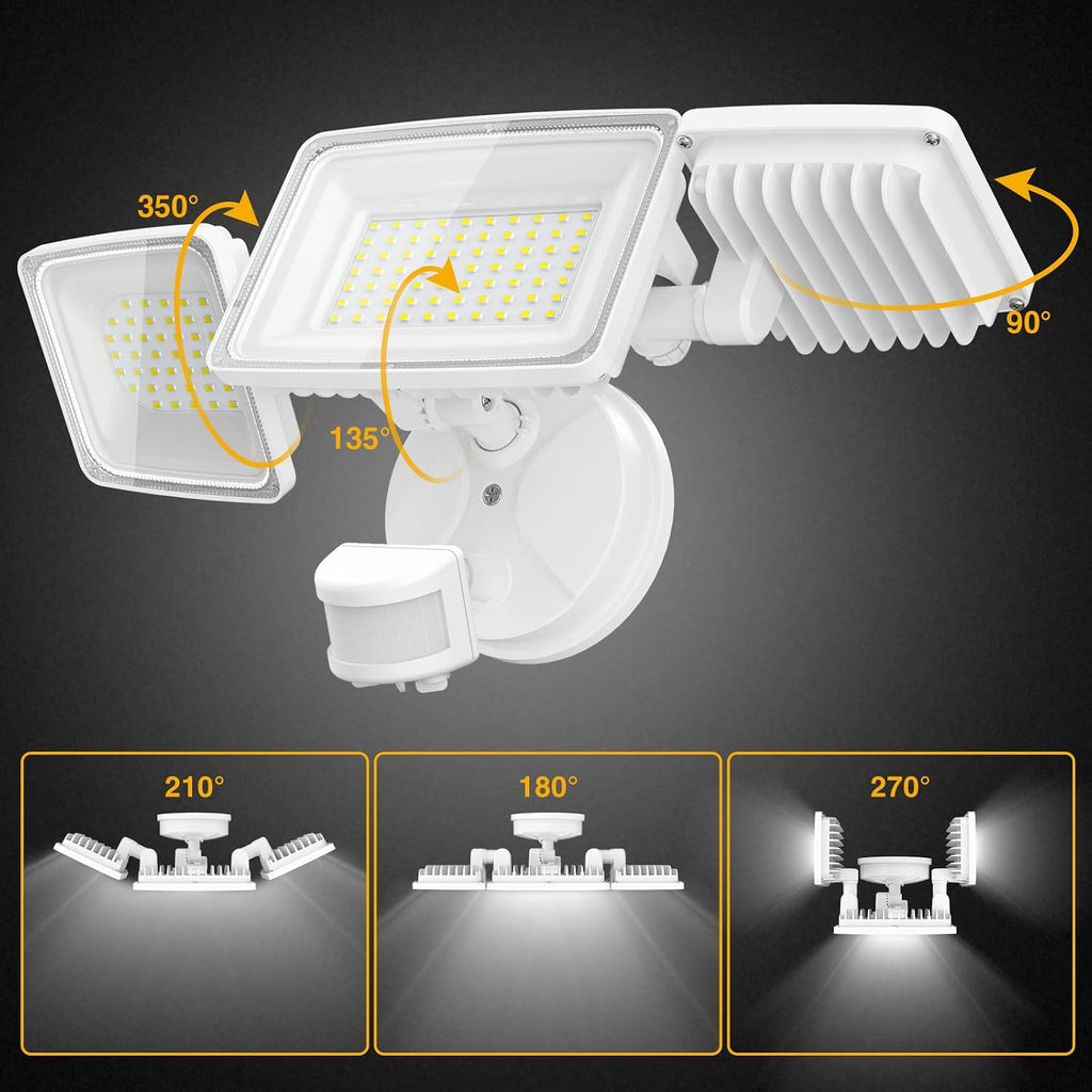 100W LED Security Lights Motion Sensor Light Outdoor, 9000LM Ultra Bright, 6000K, IP65 Waterproof Flood Light Motion