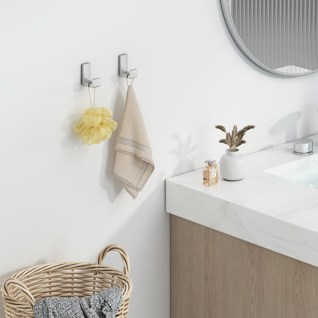 Bathroom Towel Hooks, 2 Pack Robe Hook for Wall Brushed Nickel