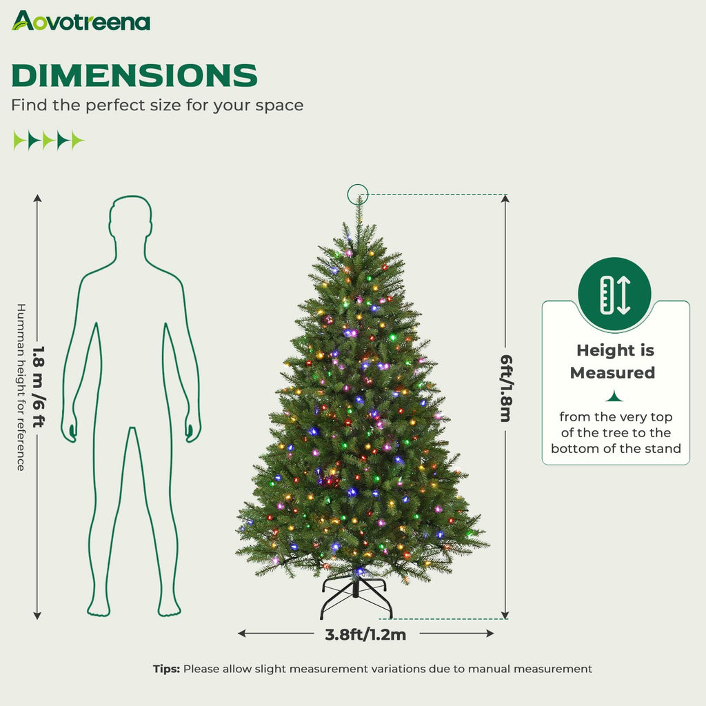 6FT Pre-Lit Christmas Tree with 300 Dual Color Lights