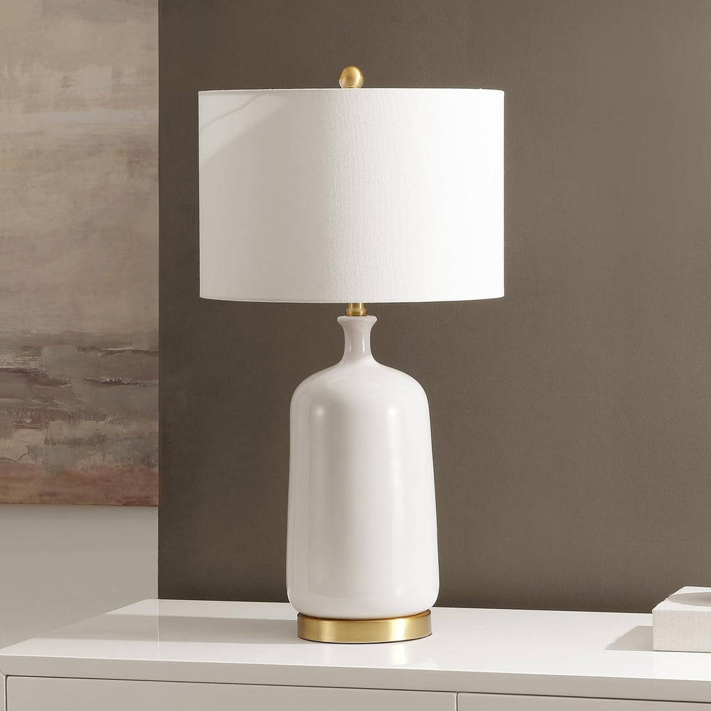 Stevie 28-inch Cream/Brass Ceramic Table Lamp (LED Bulb Included)
