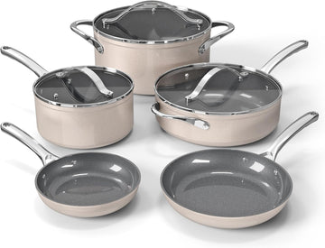 12-Piece Ceramic Cookware Set, Nonstick Pots and Pans Set, Non-Toxic PTFE & PFAS-Free Cookware with Silicone