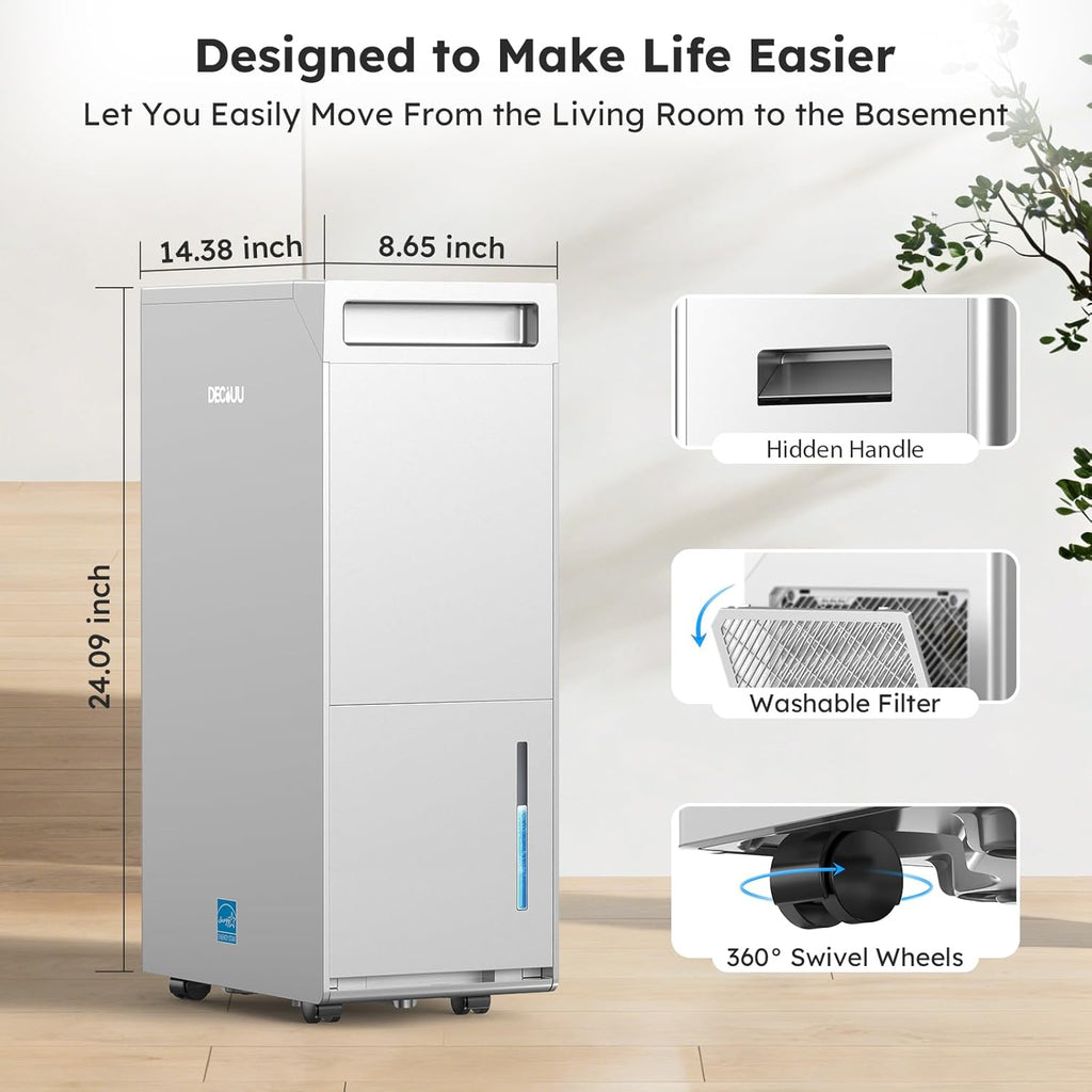 5000 Sq.Ft Energy Star Most Efficient 2024 Dehumidifier with Pump