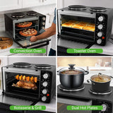 2-in-1 Convection Oven & Cooker - 30 Quart, 1500W Multi-Function Kitchen Oven with Dual Hot Plates, 7 Cooking Modes