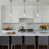 Raindrop Pendant Lights Kitchen Island Teardrop Nickel Hanging Light Fixtures Clear Solid Glass Pendant Light Modern Chandeliers for Dining Room Porch Corridor Living Room (1-Pack) A121-B0DL49KSTZ