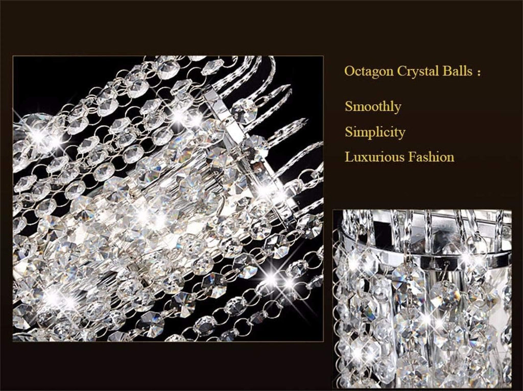 Crystal Wall Light with Crystal Balls Drops Decorative Chrome Modern Besides Wall Lamp Sconce E12*2 Lights for Home