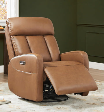 Leather Power Swivel Recliner Chair for Adults, Triple Motor Electric Rocker Recliner with Adjustable Headrest and