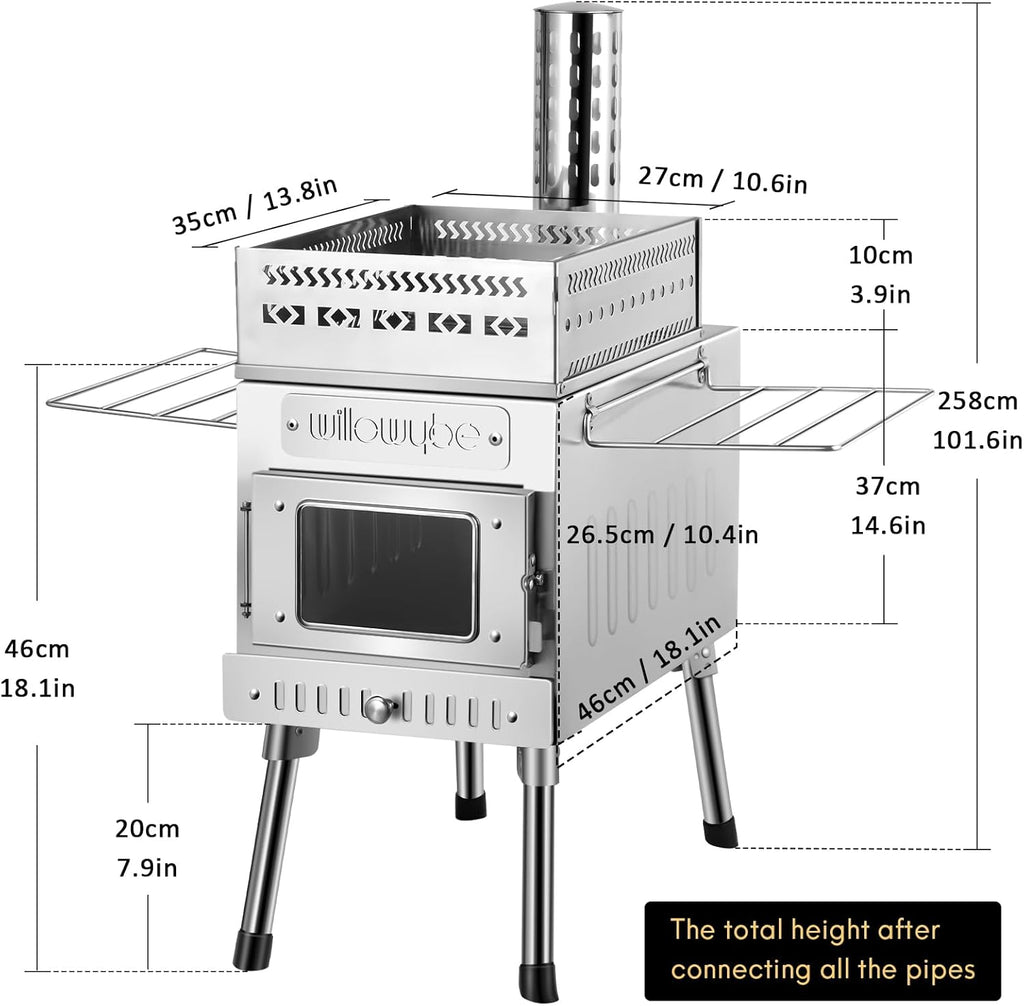 Portale Outdoor Sauna Set with Sauna Tent, Sauna Wood Stove for Dry Sauna, Cooking for Family and Friends