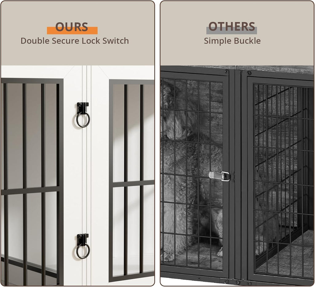 86.7 in Dog Crate Furniture for 2 Dogs, Extra Large Double Dog Cage Furniture TV Stand with Removable Divider