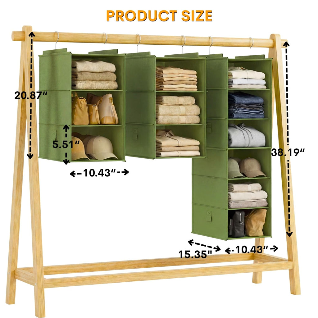 Extra Deep Hanging Closet Organizers and Storage, 2 Pack 3-Shelf