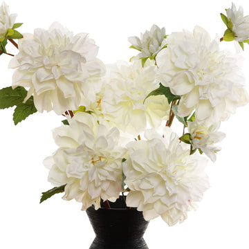 Artificial Silk Flowers Dahlia 24'in Long Stem Fake Flower 5 Pcs, Suitable for Fall Flowers Decor, Wedding Decoration