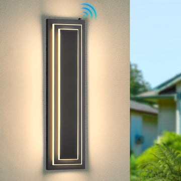23.6 in Dusk to Dawn Outdoor Wall Sconce, Black Outdoor Wall Light