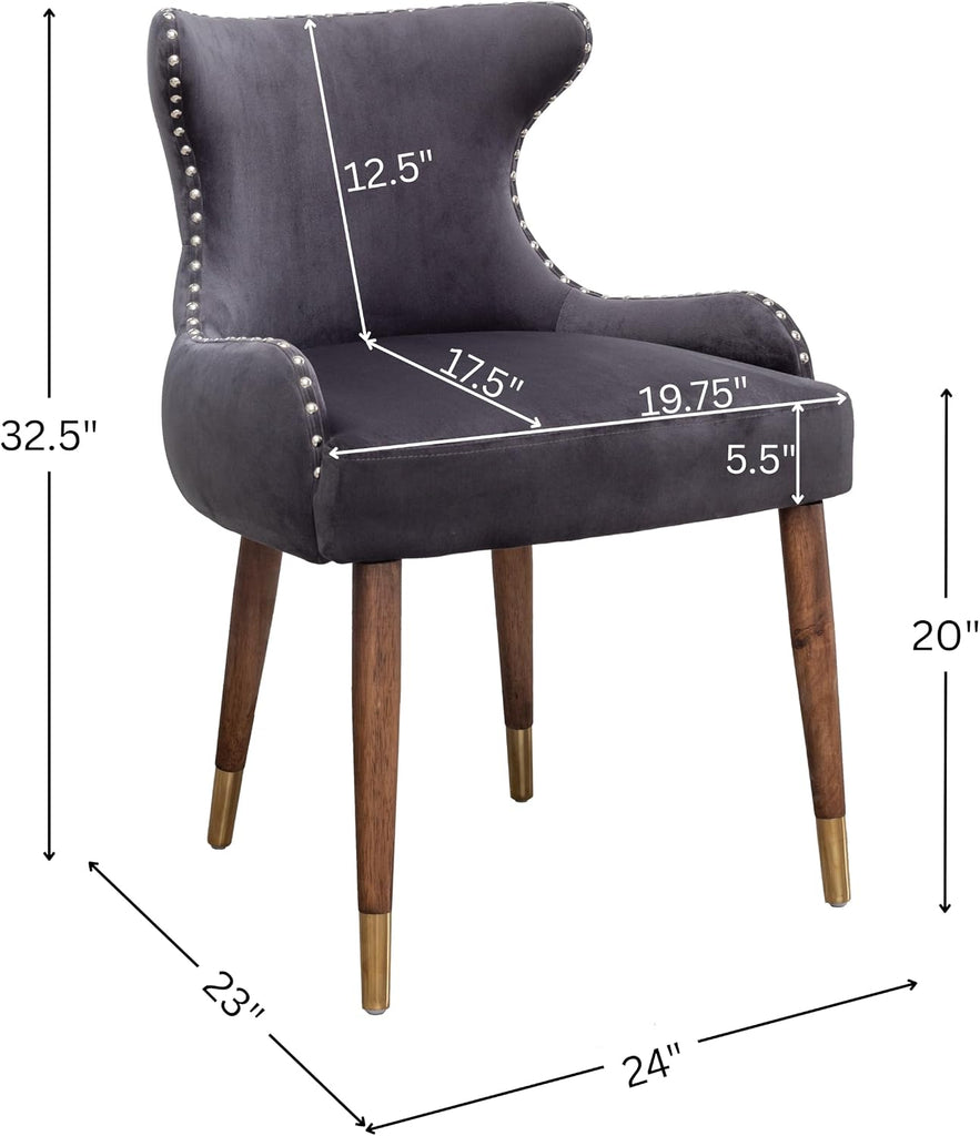 Lindale Contemporary Velvet Upholstered Nailhead Trim Accent Chair, Gray