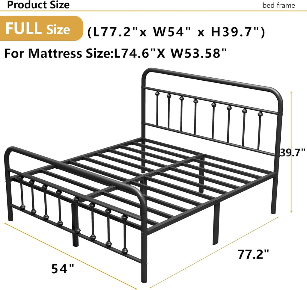 Metal Bed Frame,Full Bed Frame with Headboard,Structurally Stable