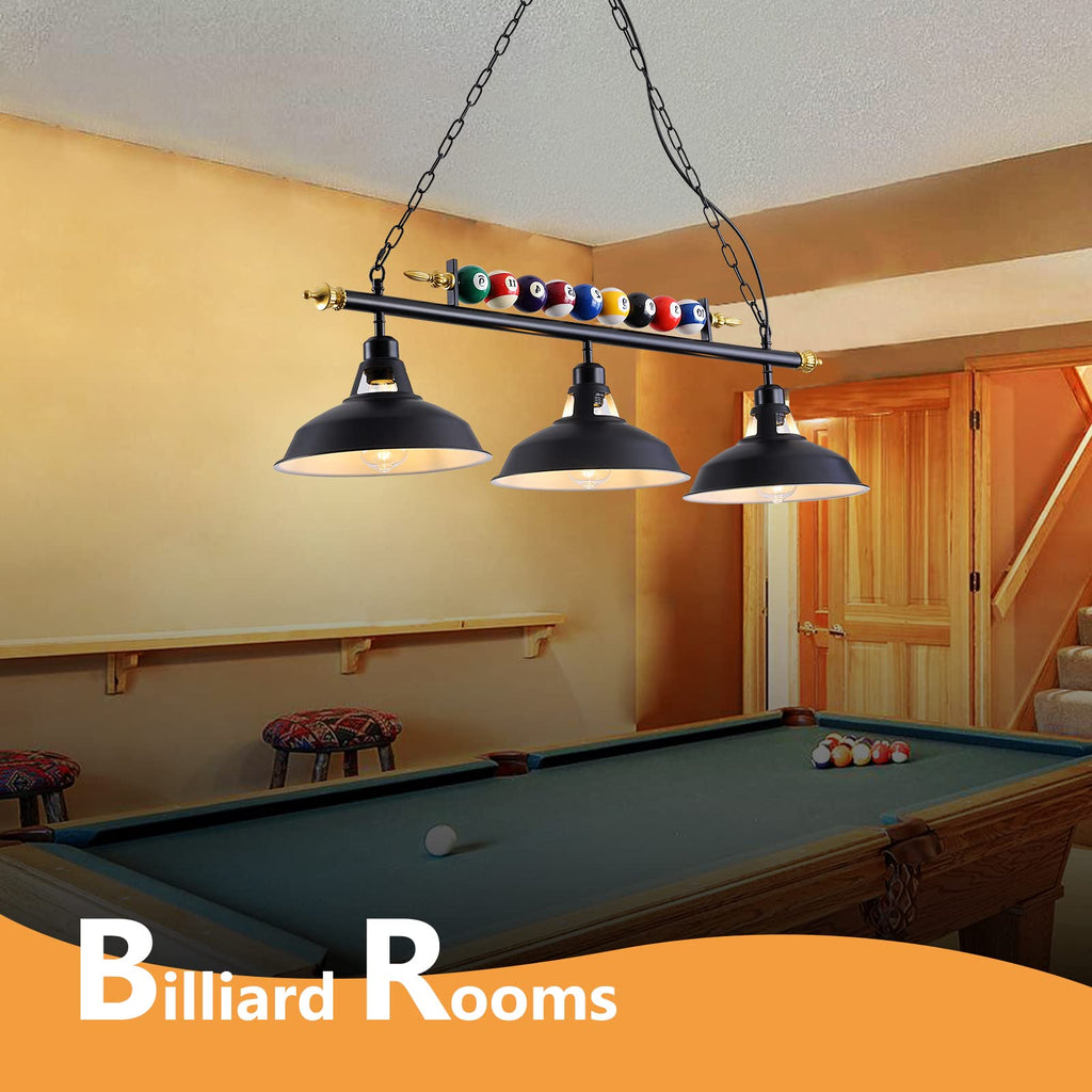 Billiard Pool Table Lights Hanging Over Pool Table