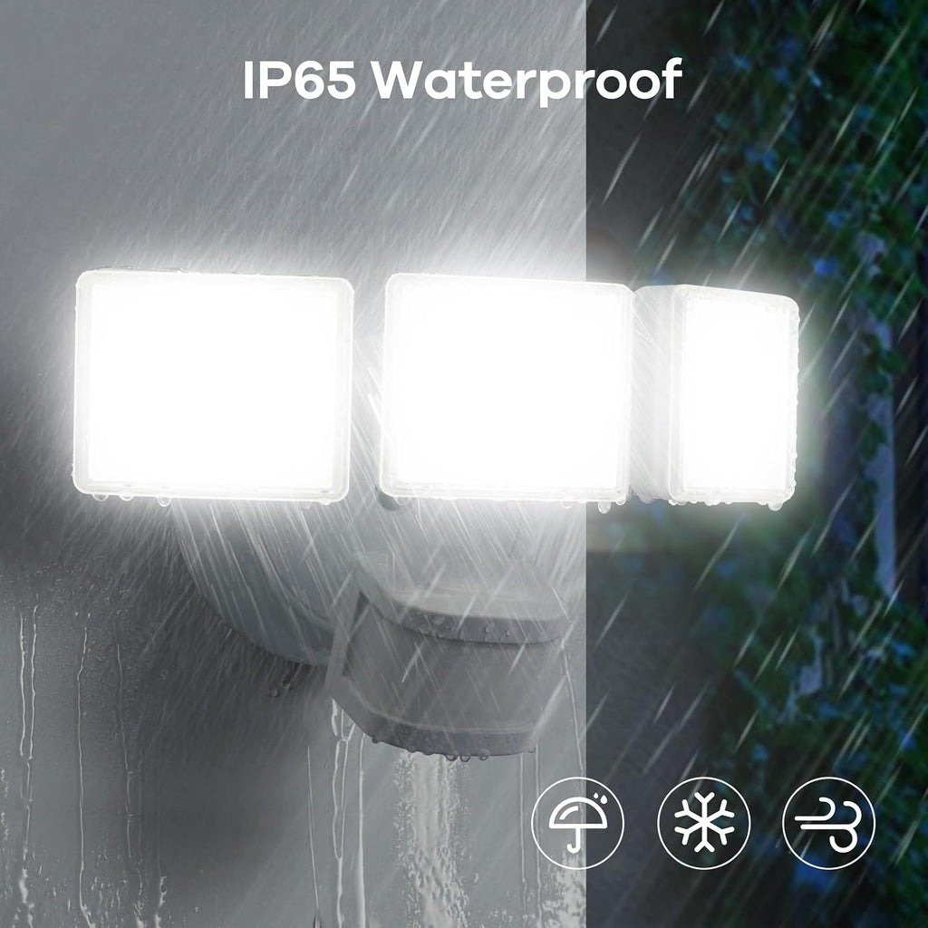 42W 6500LM Motion Sensor Outdoor Flood Light, Hardwired LED Security Light, 4 Lighting Modes, Dual PIR 240°