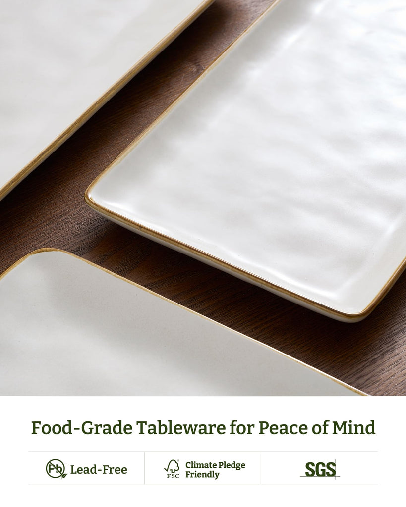 Serving Platters Set of 3 Sizes - Rectangular, Matte White