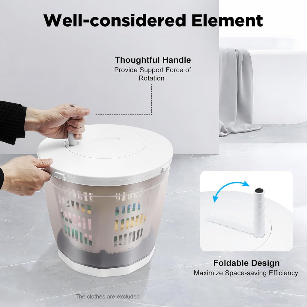 Hand Crank Washing Machine, 2 in 1 Non-Electric Washer Manual Traveling Outdoor Washing Machine Grey Mini Compact
