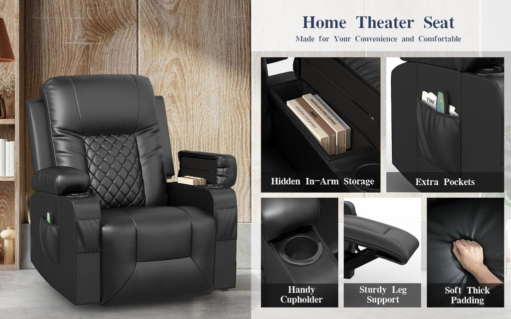 Recliner Chairs for Adults, FSC Certified Massage Reclining Chair with Heated Modern, Ergonomic Lounge Single