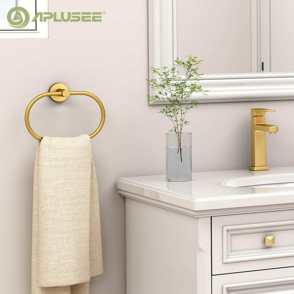 Brushed Dark Gold Towel Ring Storage, Wall Mounted