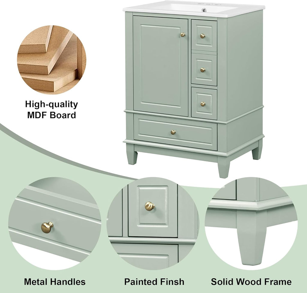 Harper & Bright Designs 24" Bathroom Vanity with Sink