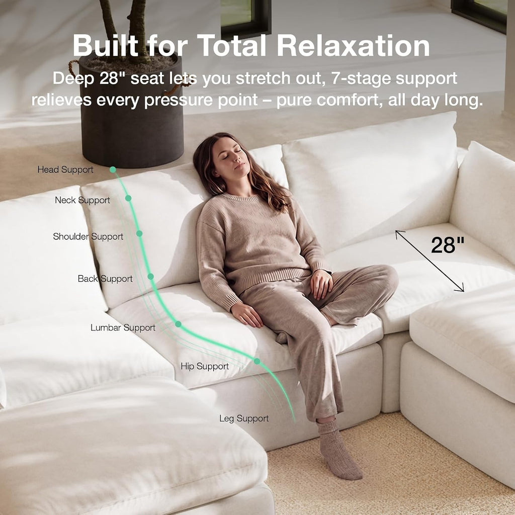 104.3" Modular Cloud Couch, Modern Sectional Sofa with Smarts Coil Support, Chenille Fabric, Upholstered Couch