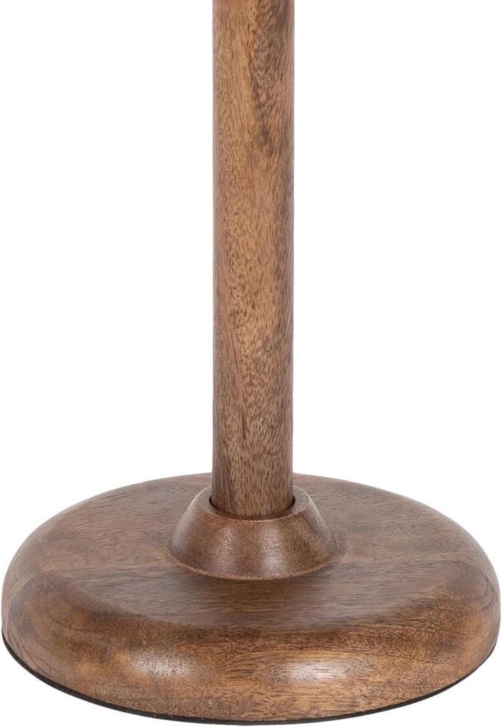 Alezar Modern Mango Wood Drink Table, 9 x 9 x 22, Walnut Brown, Transitional Round Pedestal Table with Wavy Edge for