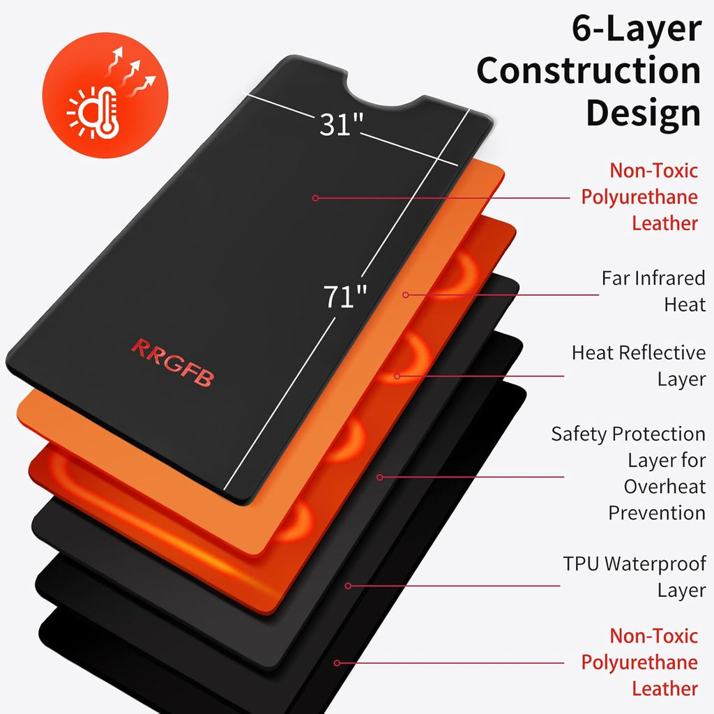 Infrared Sauna Blanket, Durable PU Leather Cover Detox & Relaxation at Home Adjustable Timer, Size 6 ft x 2.6 ft